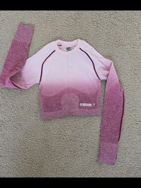 Gymshark Pink Ombre Seamless Crop Long Sleeve Top